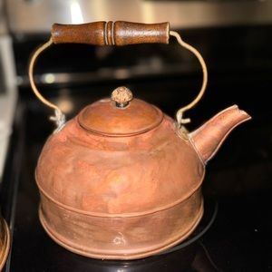 Vintage Paul Revere Copper Tea Kettle with Wooden Handle